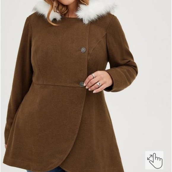 Torrid Outlander Coat Fur Tweed Riding Coat Jacket 0 - Picture 2 of 15
